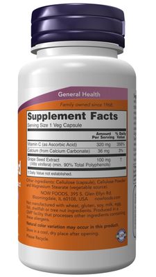 Now Supplements , Grape Seed - Veg Capsules