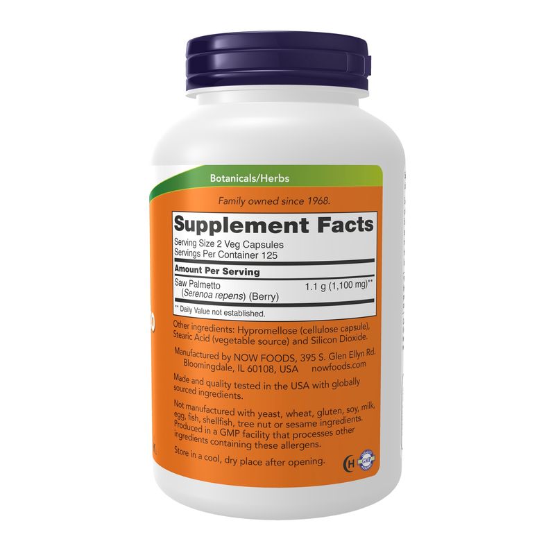 Now Supplements , Saw Palmetto Berries 550 Mg - 250 Veg Capsules