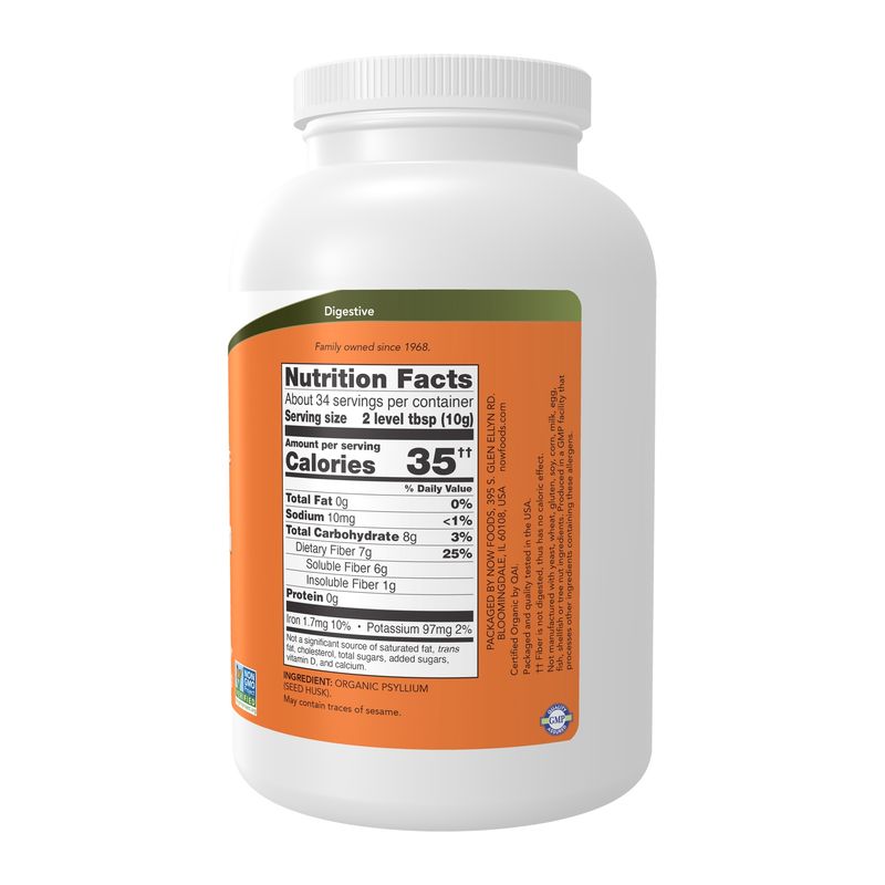 Now, Psyllium Husk Whole Organic 12 Oz