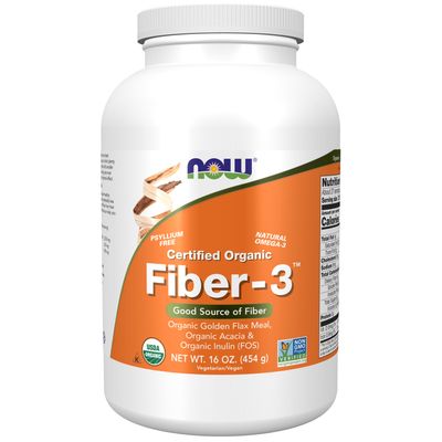 Now Supplements , Fiber-3, Organic - 16 oz.