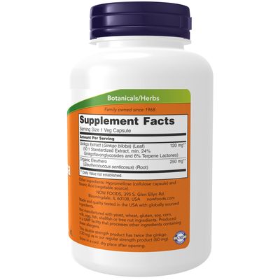 Now Supplements , Ginkgo Biloba, Double Strength 120 Mg - Veg Capsules