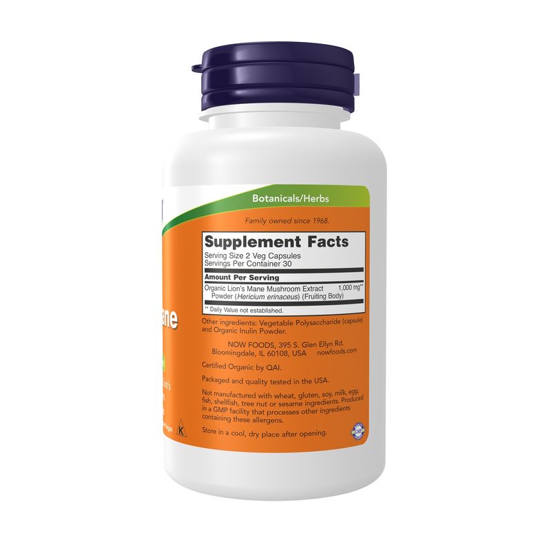 Now Supplements , Lion's Mane 500 Mg - 60 Veg Capsules