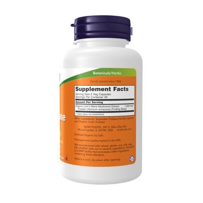 Now Supplements , Lion's Mane 500 Mg - 60 Veg Capsules