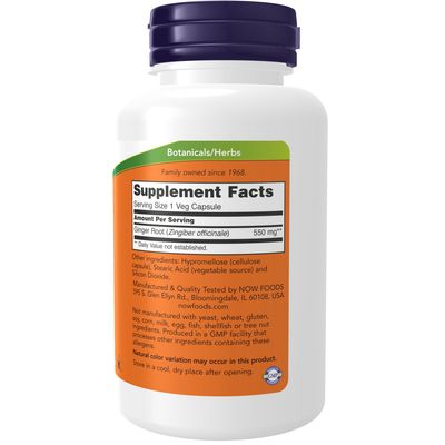 Now Supplements , Ginger Root 550 Mg - Veg Capsules