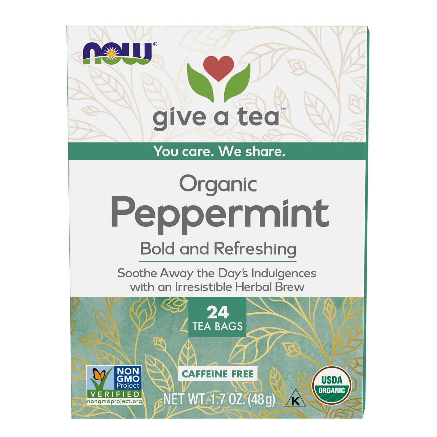 NOW Natural Foods , Peppermint Tea, Organic - Tea Bags