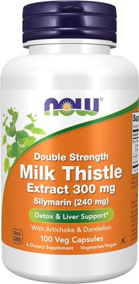 NOW Supplements, Double Strength Milk Thistle Extract 300 mg Silymarin (240 mg), Supports Liver Function*, 50 Veg Capsules