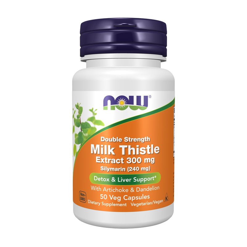 NOW Supplements, Double Strength Milk Thistle Extract 300 mg Silymarin (240 mg), Supports Liver Function*, 50 Veg Capsules NOW Supplements, Double Strength Milk Thistle Extract 300 mg Silymarin (240 mg), Supports Liver Function*, 50 Veg Capsules