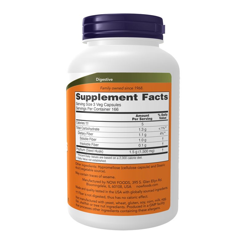 Now, Psyllium Husk 500mg 500 Vcaps