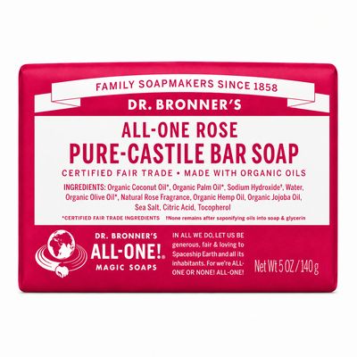Dr Bronner , Pure Castile Soap Bar- Rose Dr Bronner , Pure Castile Soap Bar- Rose