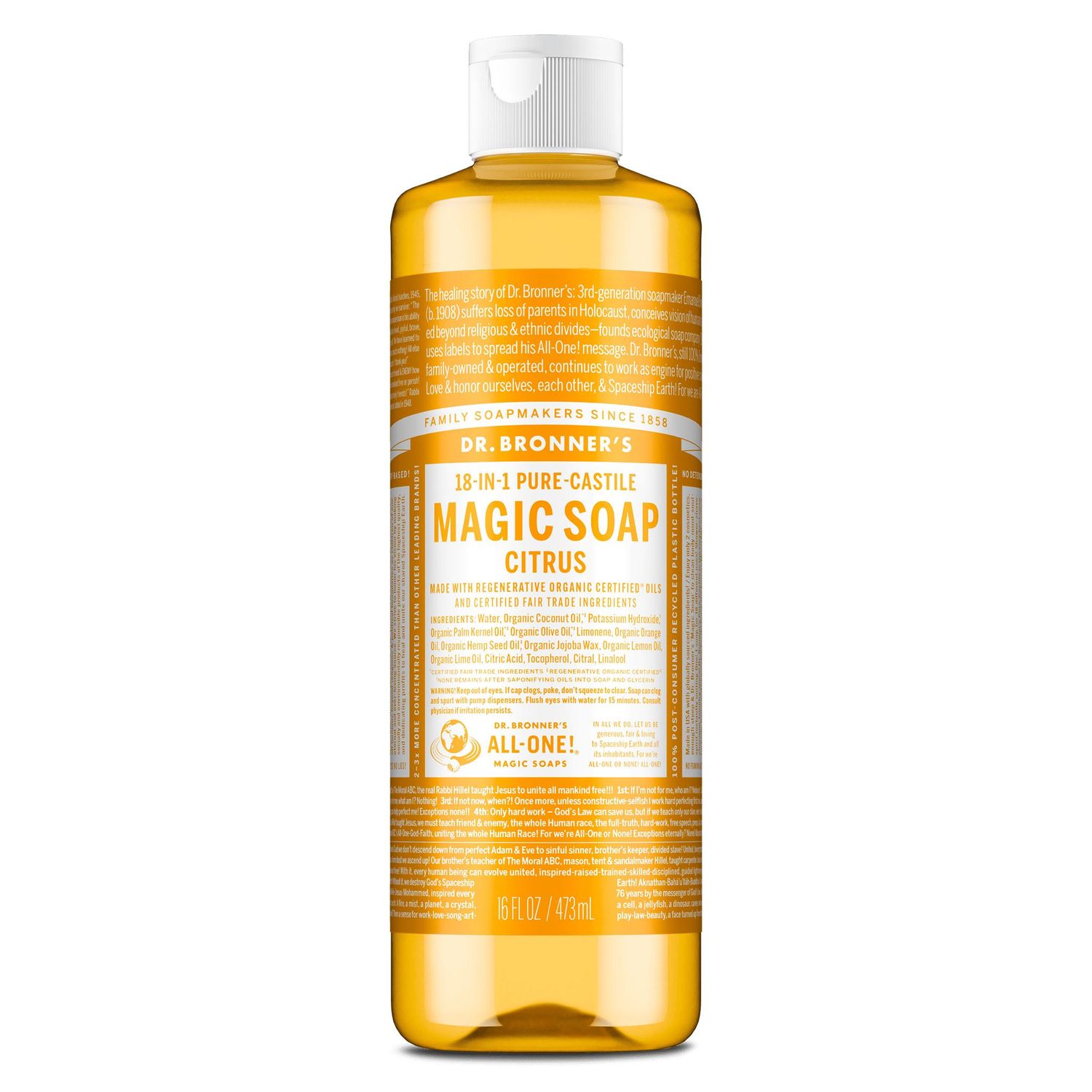 Dr Bronner , Pure Castile Soap - Citrus - 16 Fl Oz