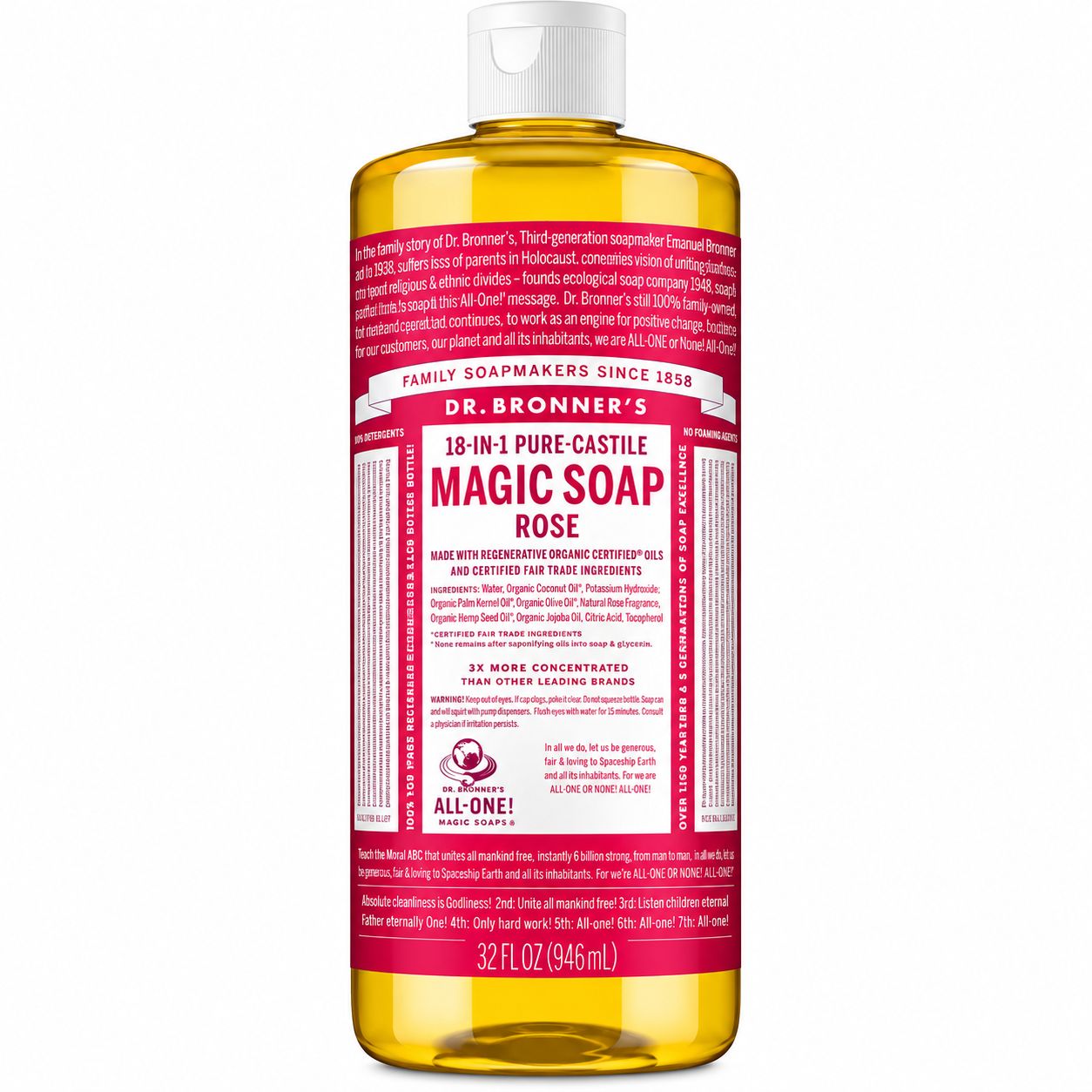 Dr Bronner , Rose - Pure-Castile Liquid Soap Dr Bronner , Rose - Pure-Castile Liquid Soap