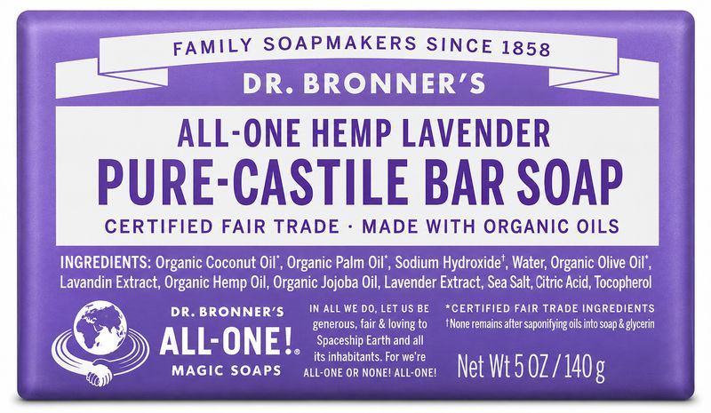 Dr Bronner , Pure Castile Soap Bar- Lavender
