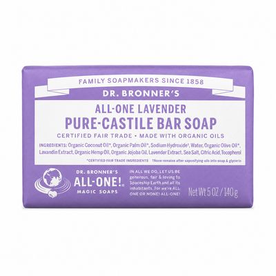 Dr Bronner , Pure Castile Soap Bar- Lavender Dr Bronner , Pure Castile Soap Bar- Lavender