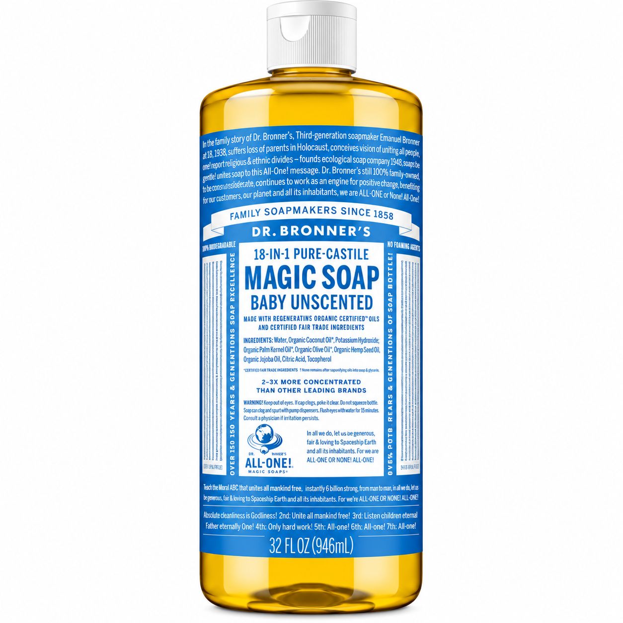 Dr Bronner , Castile Liquid Soap-Unscented Dr Bronner , Castile Liquid Soap-Unscented