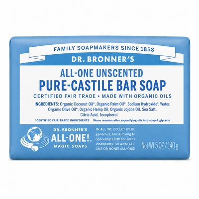 Dr Bronner , Pure Castile Soap Bar- Unscented Dr Bronner , Pure Castile Soap Bar- Unscented