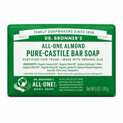 Dr Bronner , Pure Castile Soap Bar- Almond Dr Bronner , Pure Castile Soap Bar- Almond
