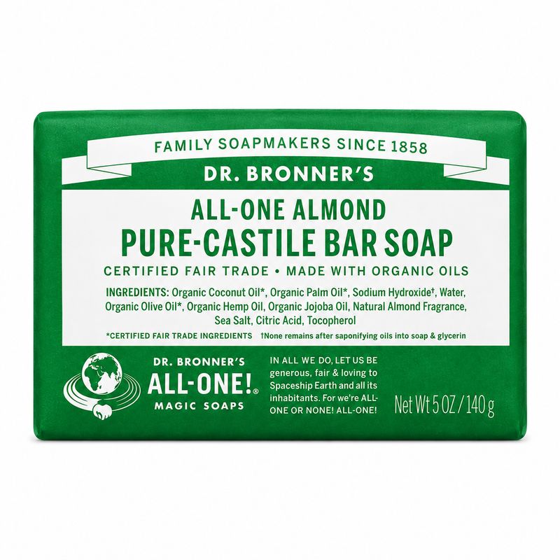 Dr Bronner , Pure Castile Soap Bar- Almond Dr Bronner , Pure Castile Soap Bar- Almond