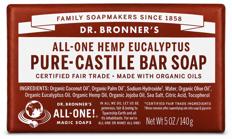 Dr Bronner , Pure Castile Soap Bar- Eucalyptus