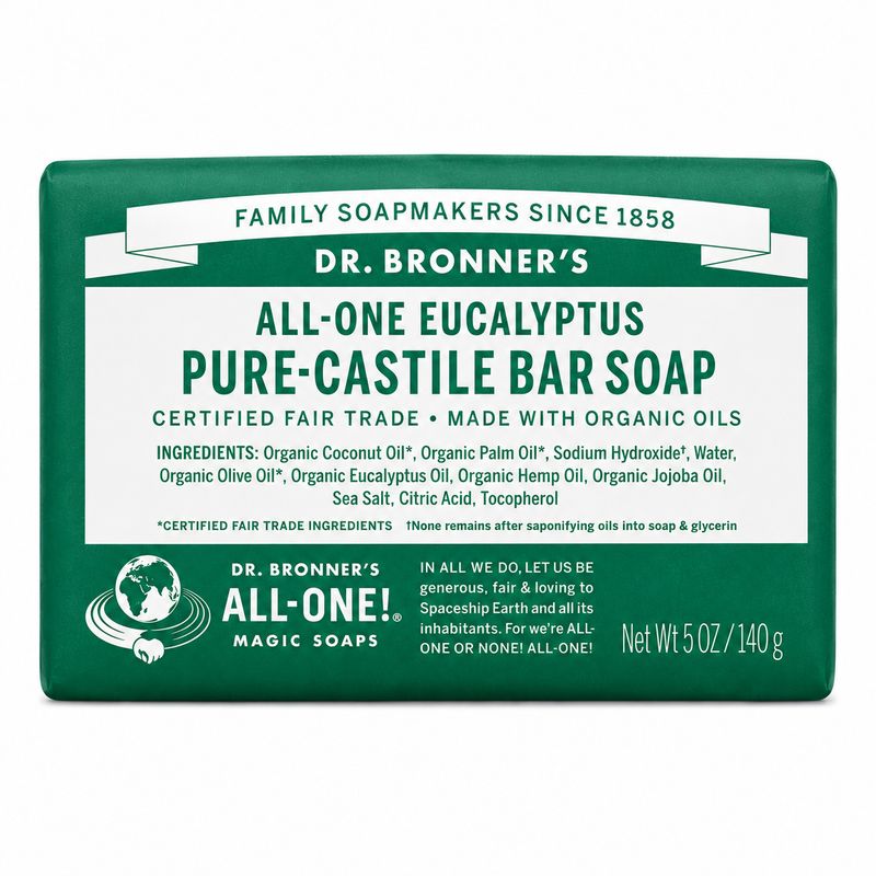 Dr Bronner , Pure Castile Soap Bar- Eucalyptus Dr Bronner , Pure Castile Soap Bar- Eucalyptus