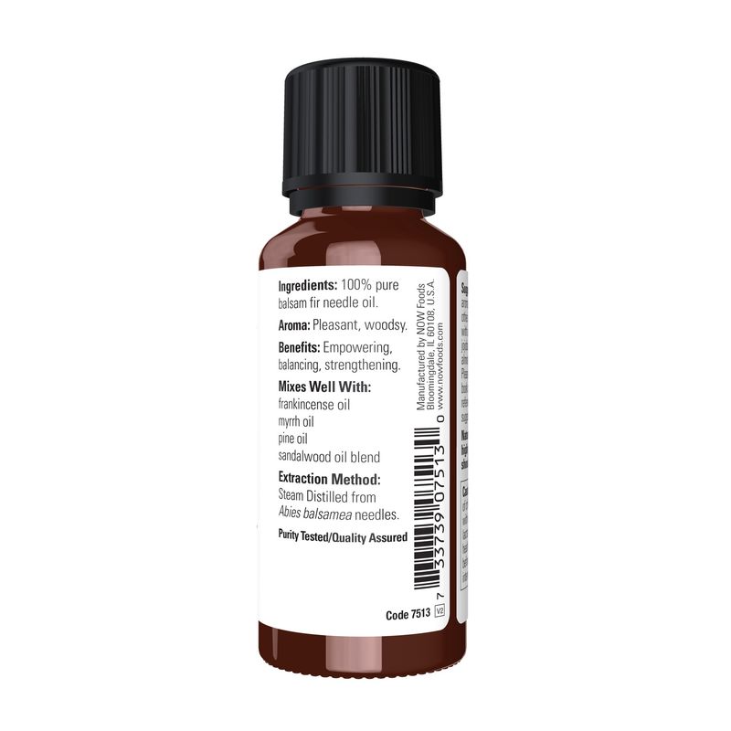 NOW Essential Oils, Balsam Fir Needle Oil, Woodsy Aromatherapy Scent, Steam Distilled, Vegan, Child Resistant Cap, 1-Ounce