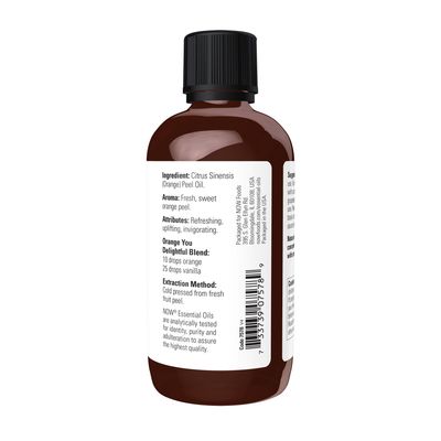 NOW Essential Oils, Orange Oil, Uplifting Aromatherapy Scent, Cold Pressed, Vegan, Child Resistant Cap, 4-Ounce
