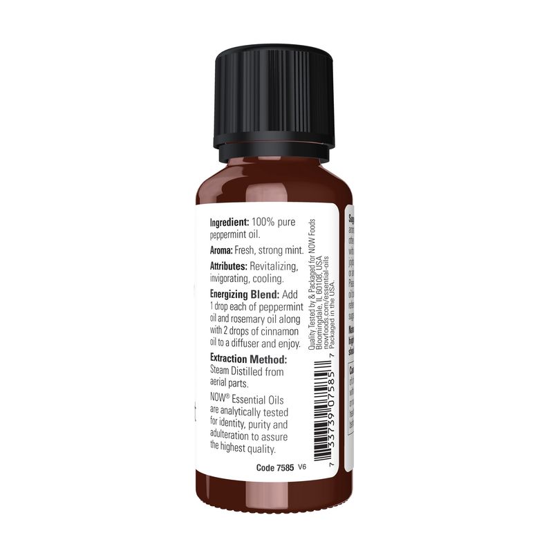 NOW Essential Oils, Peppermint Oil, Invigorating Aromatherapy Scent, Steam Distilled, 100% Pure, Vegan, Child Resistant Cap, 1-Ounce