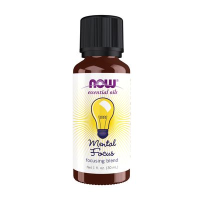 NOW Essential Oils, Mental Focus Oil Blend, Centering Aromatherapy Scent, Blend of Pure Essential Oils, Vegan, Child Resistant Cap, 1-Ounce NOW Essential Oils, Mental Focus Oil Blend, Centering Aromatherapy Scent, Blend of Pure Essential Oils, Vegan, Child Resistant Cap, 1-Ounce