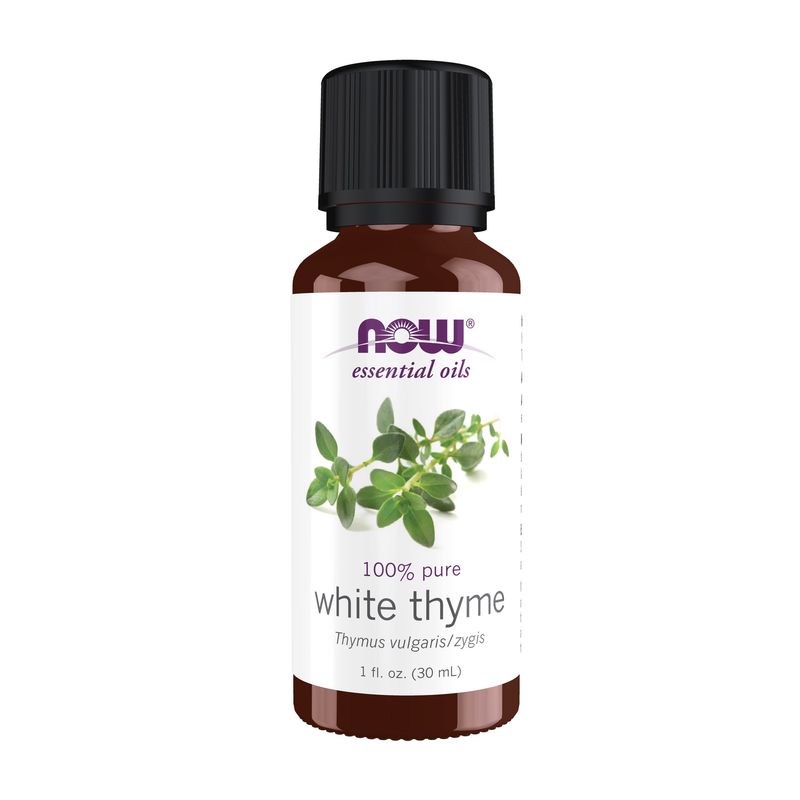 NOW Essential Oils, White Thyme Oil, Empowering Aromatherapy Scent, Steam Distilled, 100% Pure, Vegan, Child Resistant Cap, 1-Ounce NOW Essential Oils, White Thyme Oil, Empowering Aromatherapy Scent, Steam Distilled, 100% Pure, Vegan, Child Resistant Cap, 1-Ounce