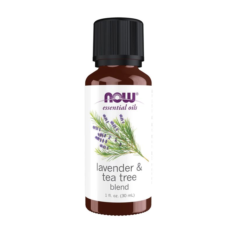 NOW Essential Oils, Lavender & Tea Tree Oil, Stimulating Aromatherapy Scent, Blend of Pure Lavender Oil and Pure Tea Tree Oil, Vegan, Child Resistant Cap, 1-Ounce NOW Essential Oils, Lavender & Tea Tree Oil, Stimulating Aromatherapy Scent, Blend of Pure Lavender Oil and Pure Tea Tree Oil, Vegan, Child Resistant Cap, 1-Ounce