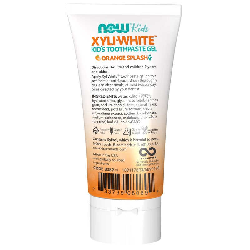 NOW Solutions, Xyliwhite™ Toothpaste Gel for Kids, Orange Splash Flavor, Kid Approved! 3-Ounce, packaging may vary