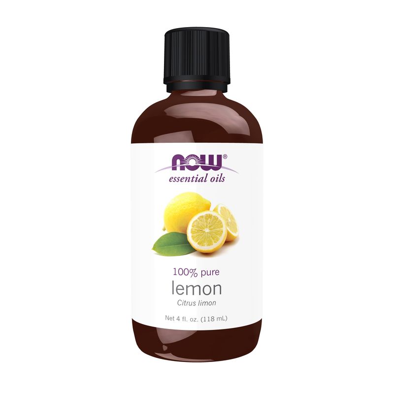 NOW Essential Oils, Lemon Oil, Cheerful Aromatherapy Scent, Cold Pressed, Vegan, Child Resistant Cap, 4-Ounce NOW Essential Oils, Lemon Oil, Cheerful Aromatherapy Scent, Cold Pressed, Vegan, Child Resistant Cap, 4-Ounce