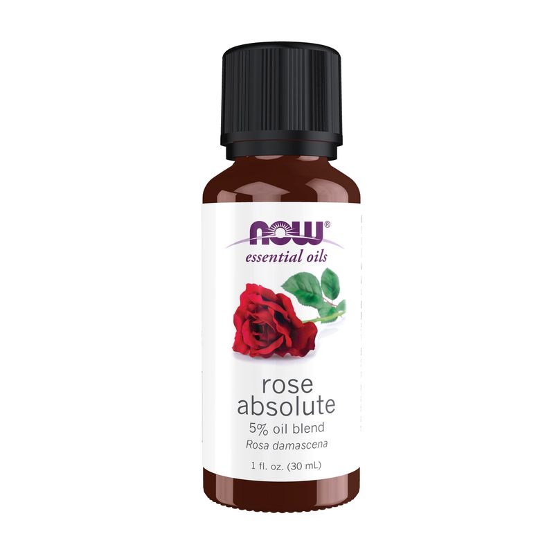 NOW Essential Oils, Rose Absolute, 5% Blend of Pure Rose Absolute Oil in Pure Jojoba Oil, Romantic Aromatherapy Scent, Vegan, Child Resistant Cap, 1-Ounce NOW Essential Oils, Rose Absolute, 5% Blend of Pure Rose Absolute Oil in Pure Jojoba Oil, Romantic Aromatherapy Scent, Vegan, Child Resistant Cap, 1-Ounce