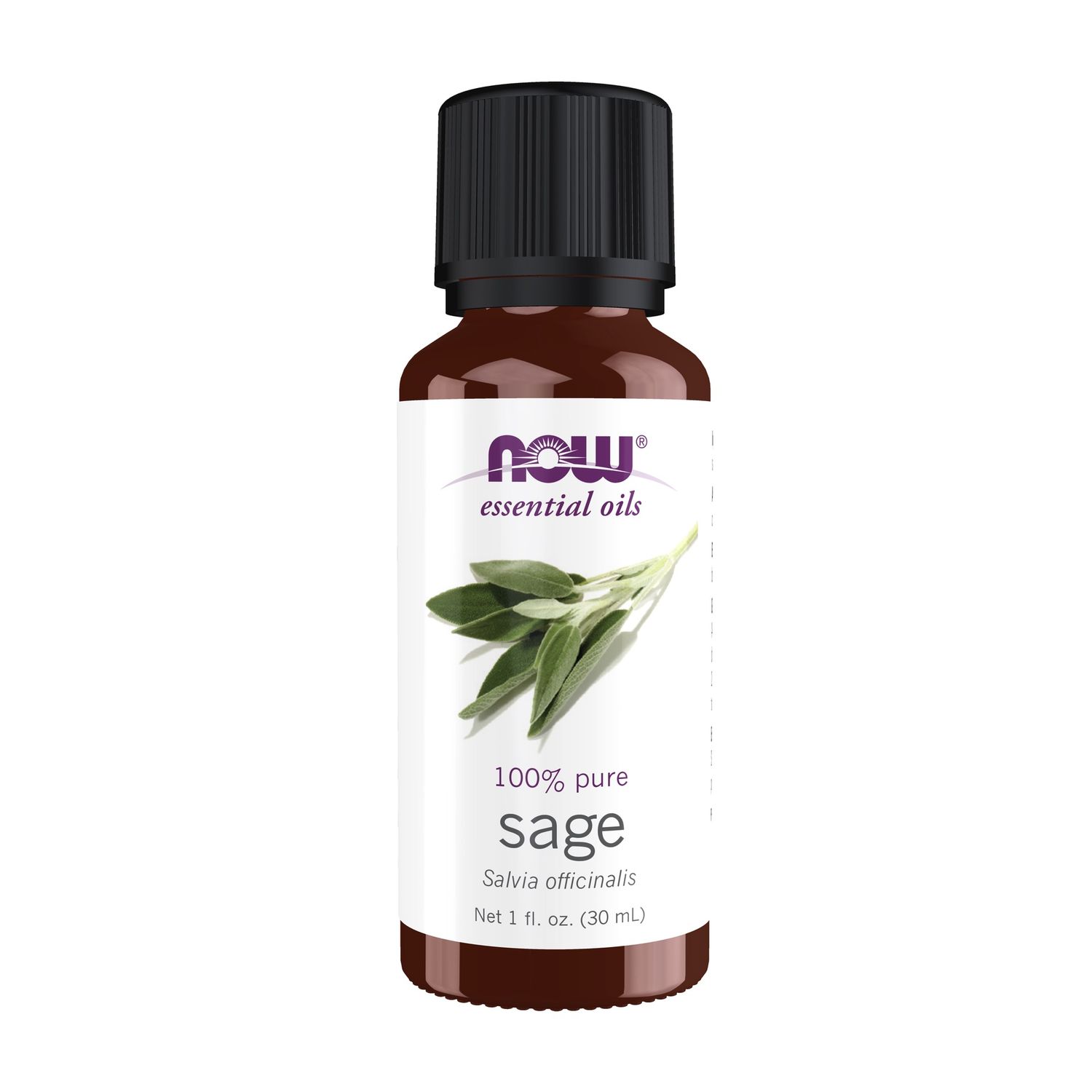 NOW Essential Oils, Sage Oil, Normalizing Aromatherapy Scent, Steam Distilled, Vegan, Child Resistant Cap, 1-Ounce