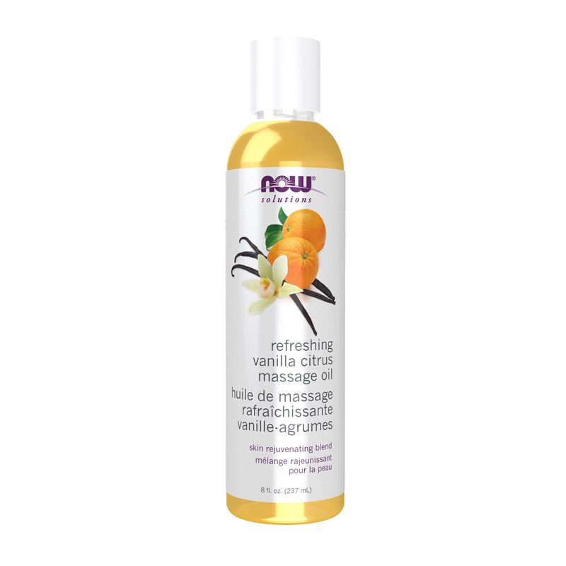 NOW Solutions, Refreshing Vanilla Citrus Massage Oil, Skin Rejuvenating Blend, Supple Skin, 8-Ounce NOW Solutions, Refreshing Vanilla Citrus Massage Oil, Skin Rejuvenating Blend, Supple Skin, 8-Ounce
