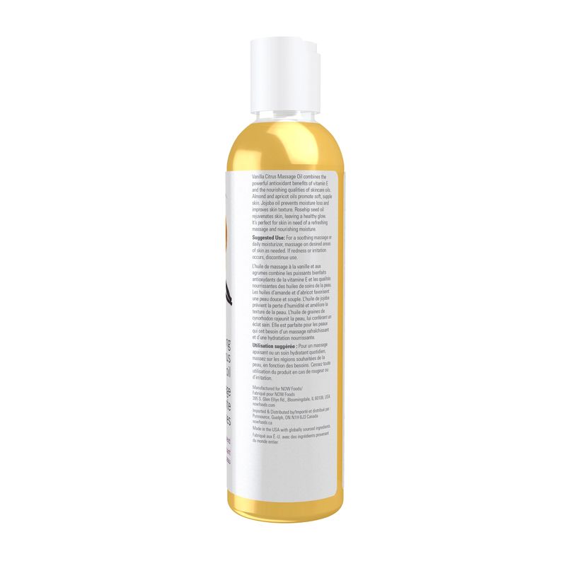 NOW Solutions, Refreshing Vanilla Citrus Massage Oil, Skin Rejuvenating Blend, Supple Skin, 8-Ounce