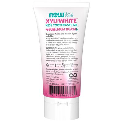 NOW Solutions, Xyliwhite™ Toothpaste Gel for Kids, Bubblegum Splash Flavor, Kid Approved! 3-Ounce, packaging may vary