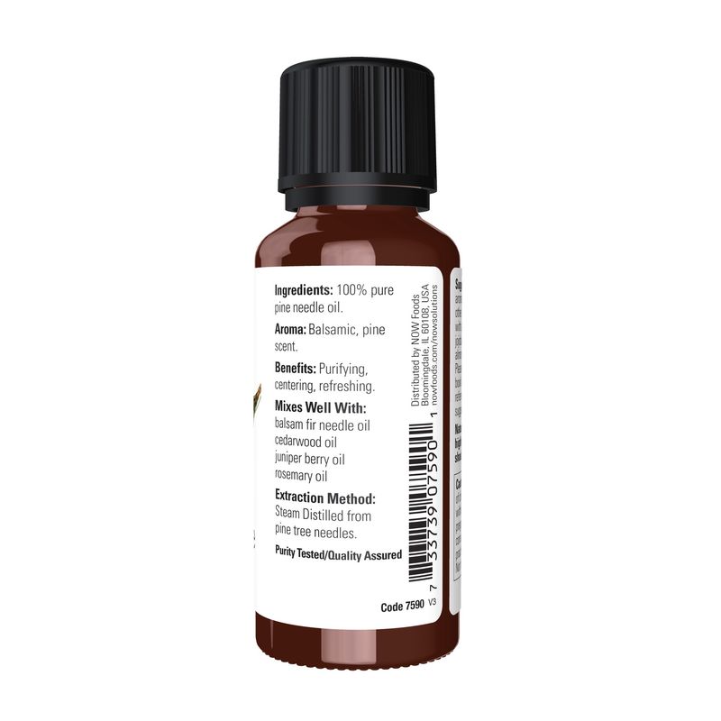 NOW Essential Oils, Pine Needle Oil, Purifying Aromatherapy Scent, Steam Distilled, 100% Pure, Vegan, Child Resistant Cap, 1-Ounce