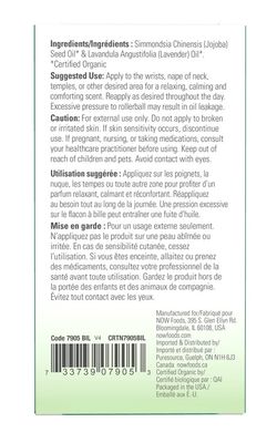 NOW Essential Oils, Lavender Roll-On, Certified Organic, Calming Blend, Steam Distilled, Topical Aromatherapy, 10-mL