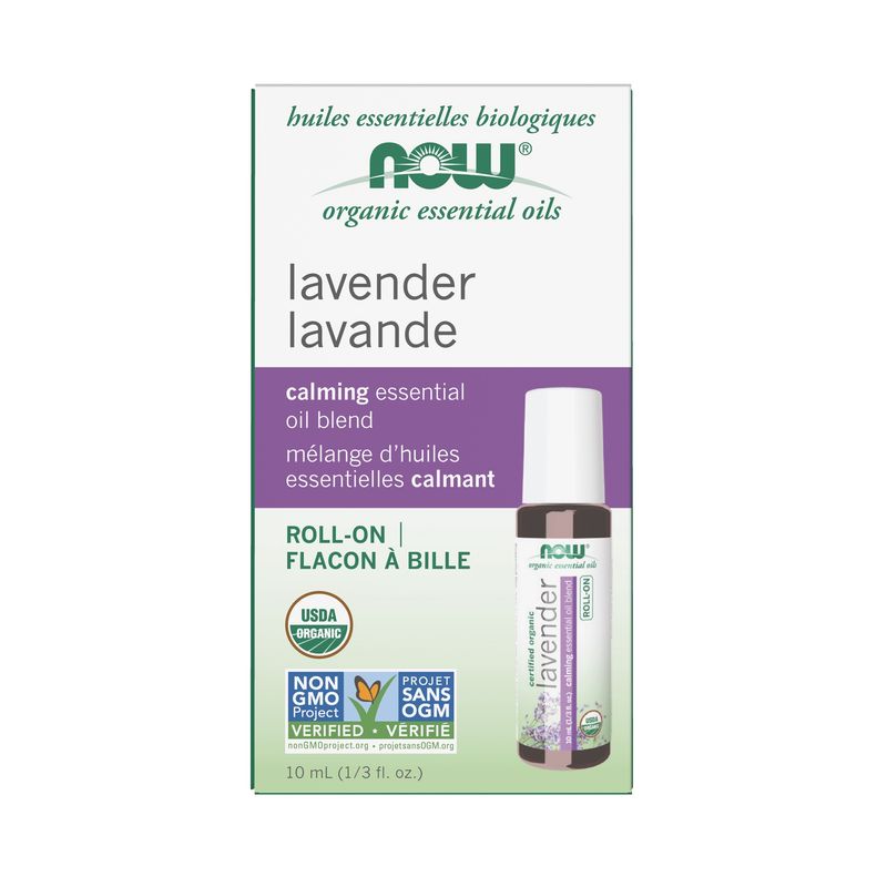 NOW Essential Oils, Lavender Roll-On, Certified Organic, Calming Blend, Steam Distilled, Topical Aromatherapy, 10-mL NOW Essential Oils, Lavender Roll-On, Certified Organic, Calming Blend, Steam Distilled, Topical Aromatherapy, 10-mL