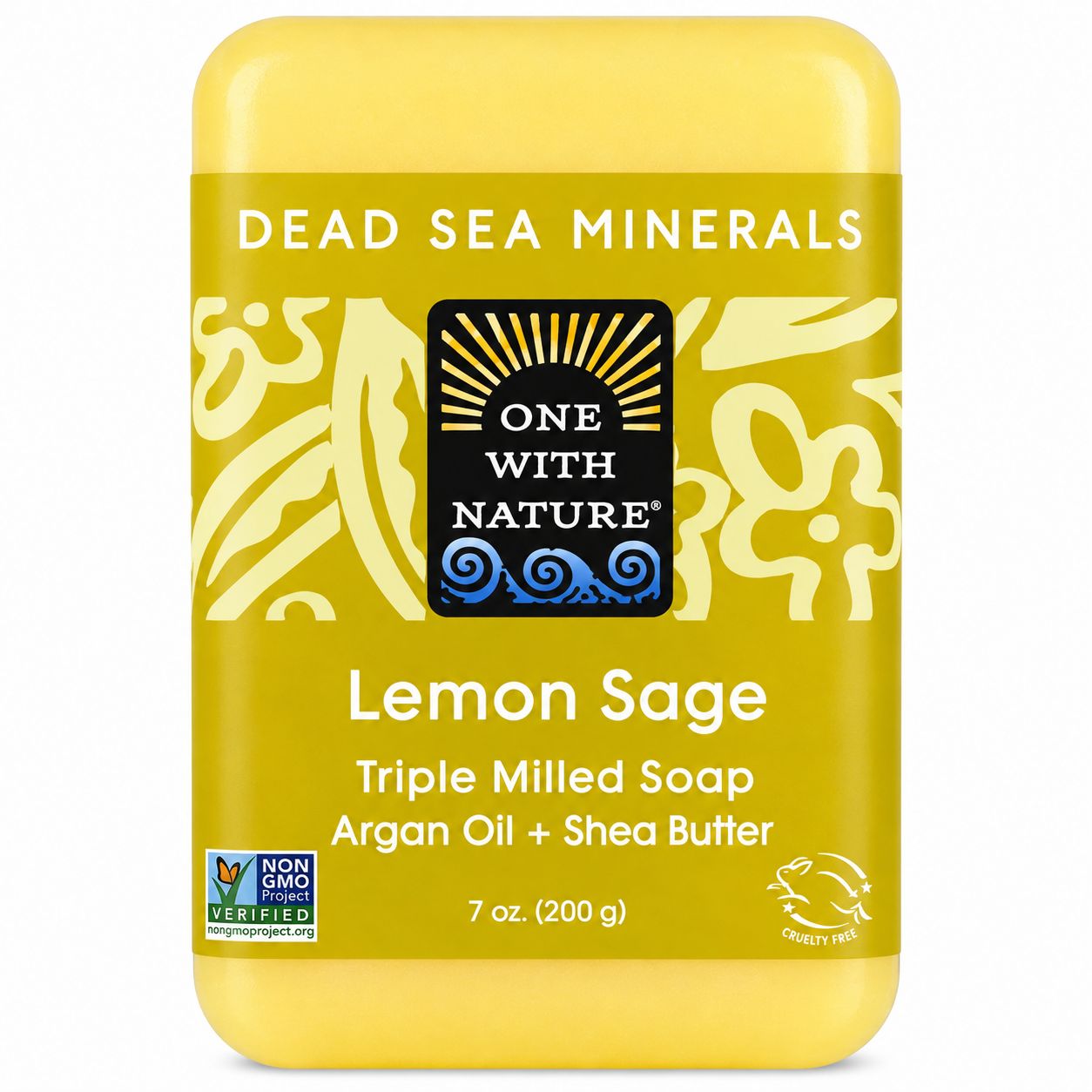 One With Nature, Dead Sea Mineral Soap Bar, Lemon Sage, 7 Oz