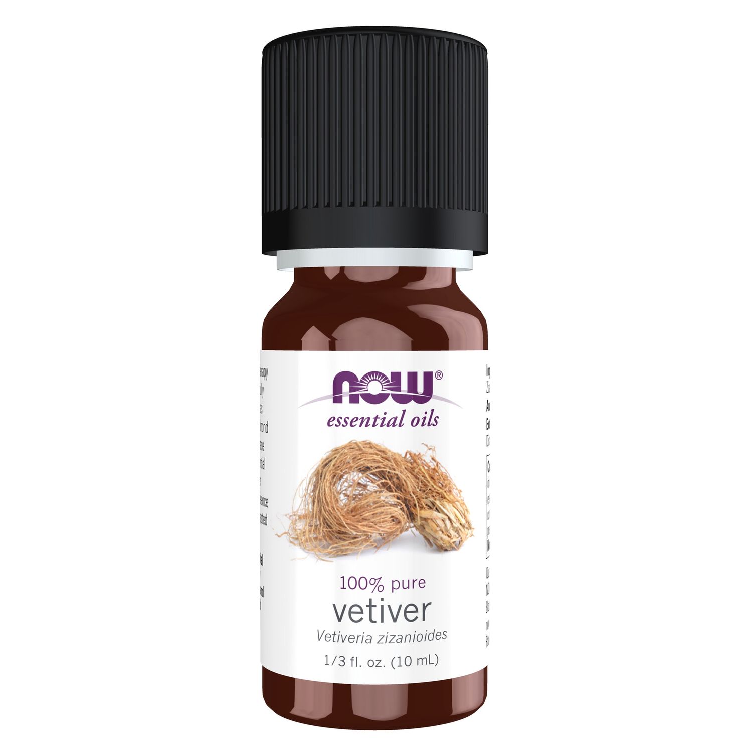 NOW Essential Oils, Vetiver Oil, Woodsy Aromatherapy Scent, Steam Distilled, 100% Pure, Child Resistant Cap, 10-mL