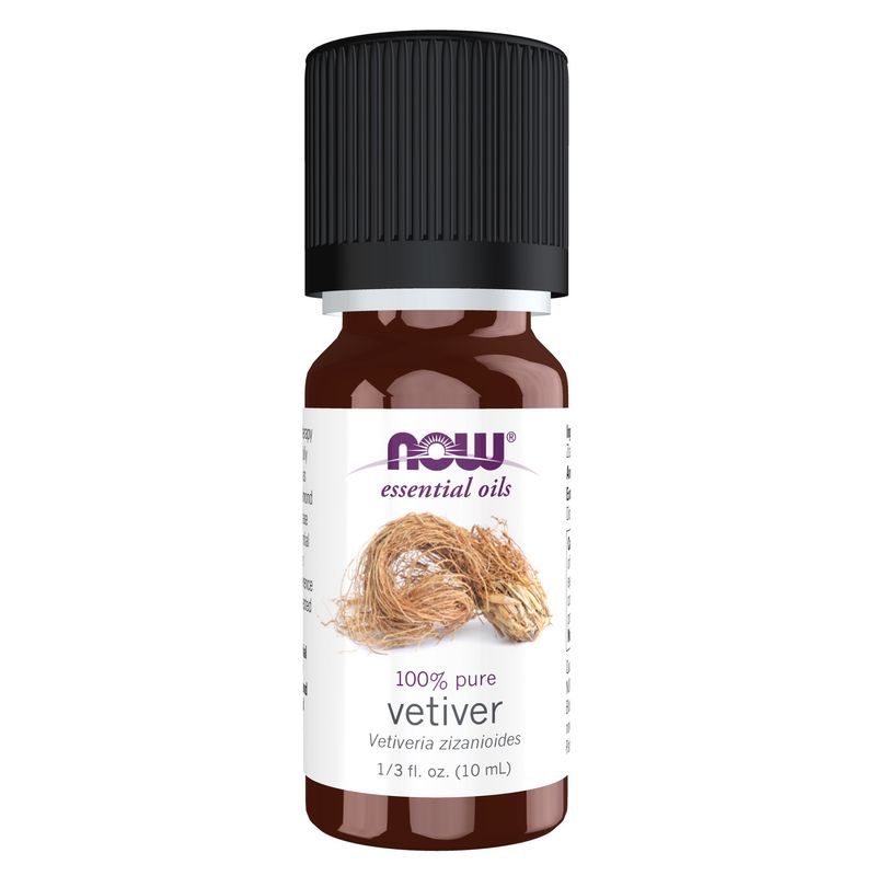 NOW Essential Oils, Vetiver Oil, Woodsy Aromatherapy Scent, Steam Distilled, 100% Pure, Child Resistant Cap, 10-mL NOW Essential Oils, Vetiver Oil, Woodsy Aromatherapy Scent, Steam Distilled, 100% Pure, Child Resistant Cap, 10-mL