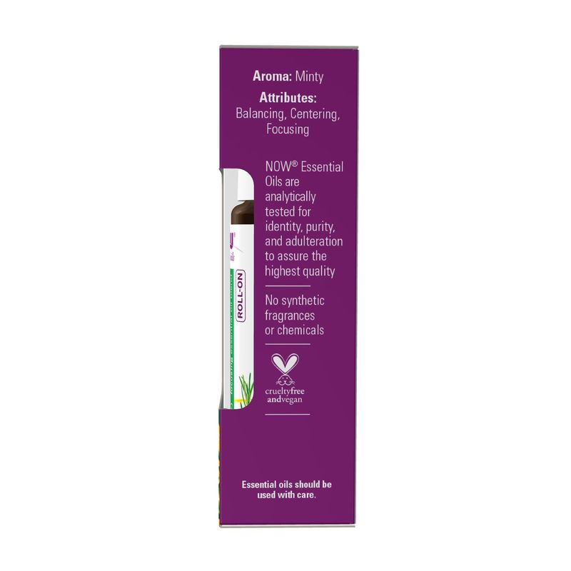 NOW Essential Oils, Mind That Energy Roll On, Non-GMO Project Verified, Focusing Blend, Steam Distilled, Topical Aromatherapy, 10-mL