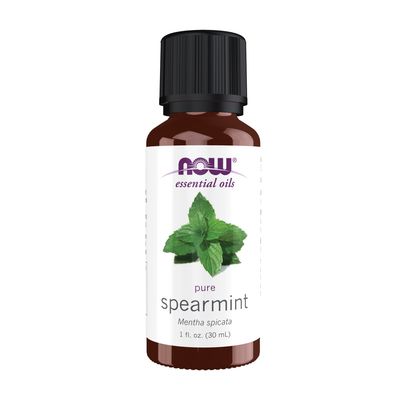 NOW Essential Oils, Spearmint Oil, Stimulating Aromatherapy Scent, Steam Distilled, Vegan, Child Resistant Cap, 1-Ounce