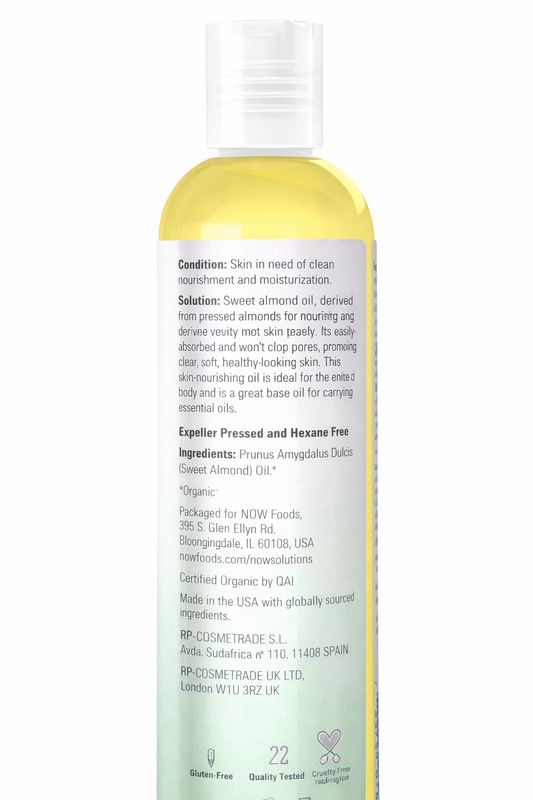 Now Solutions , Sweet Almond Oil, Organic - 8 Fl. Oz.