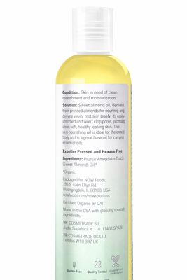 Now Solutions , Sweet Almond Oil, Organic - 8 Fl. Oz.