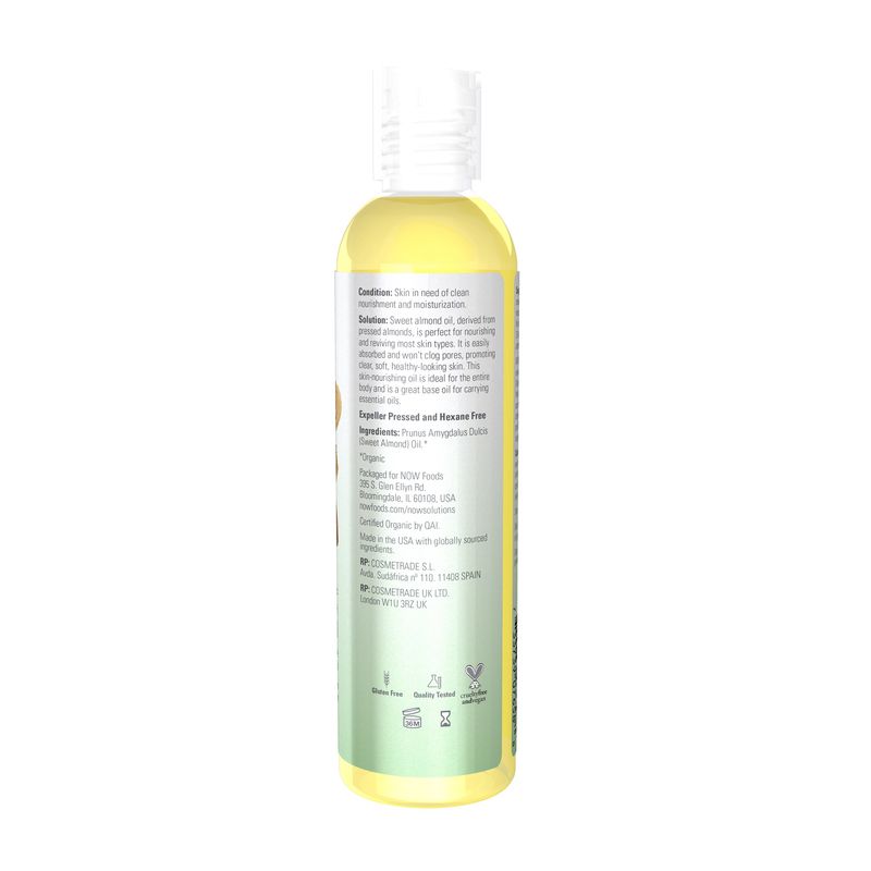 Now Solutions , Sweet Almond Oil, Organic - 8 Fl. Oz.