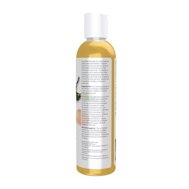 NOW Solutions, Tranquil Rose Massage Oil, Body Moisturizer for Dry Sensitive Skin, Promotes Healthy-Looking Skin, 8-Ounce