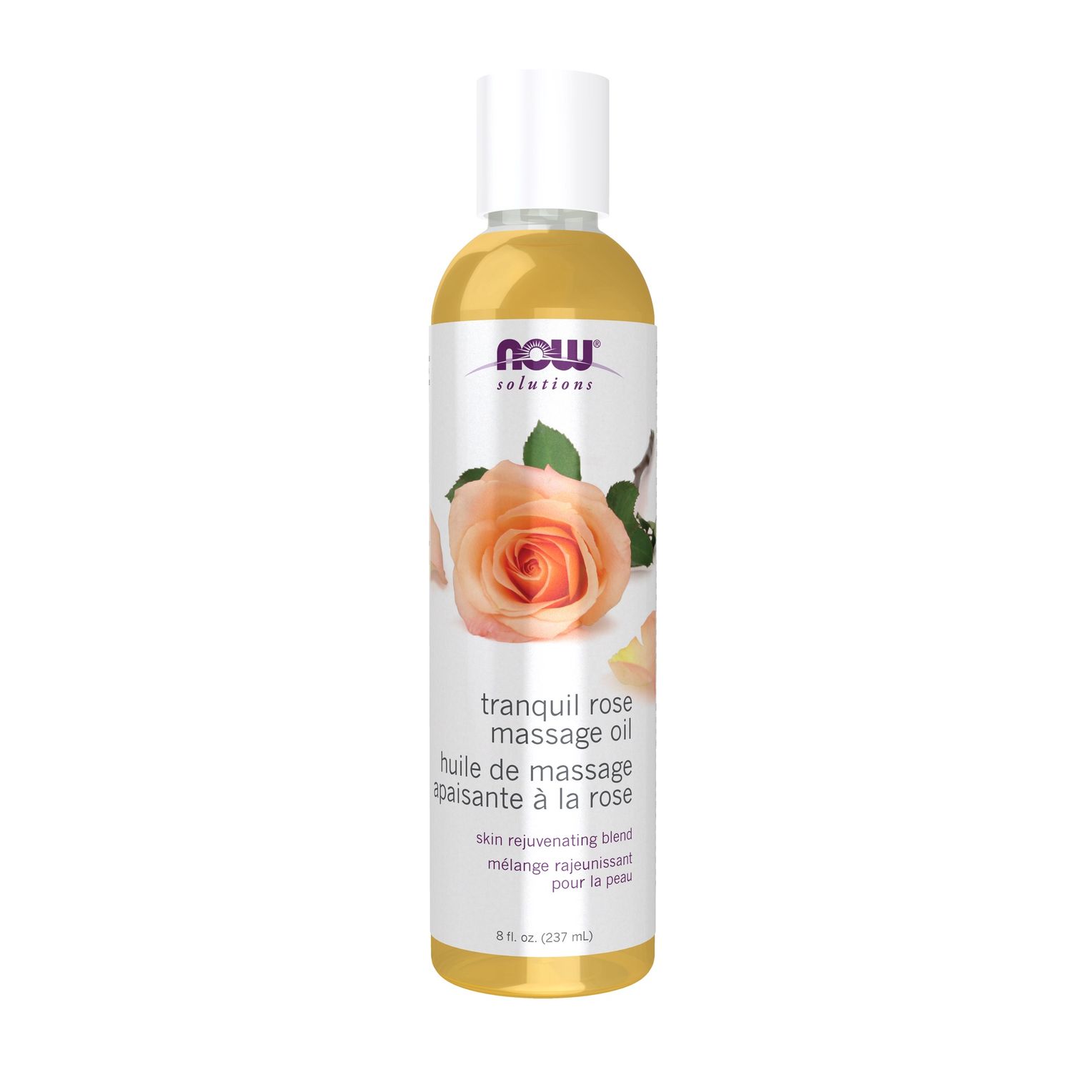 NOW Solutions, Tranquil Rose Massage Oil, Body Moisturizer for Dry Sensitive Skin, Promotes Healthy-Looking Skin, 8-Ounce
