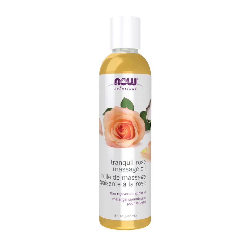 NOW Solutions, Tranquil Rose Massage Oil, Body Moisturizer for Dry Sensitive Skin, Promotes Healthy-Looking Skin, 8-Ounce
